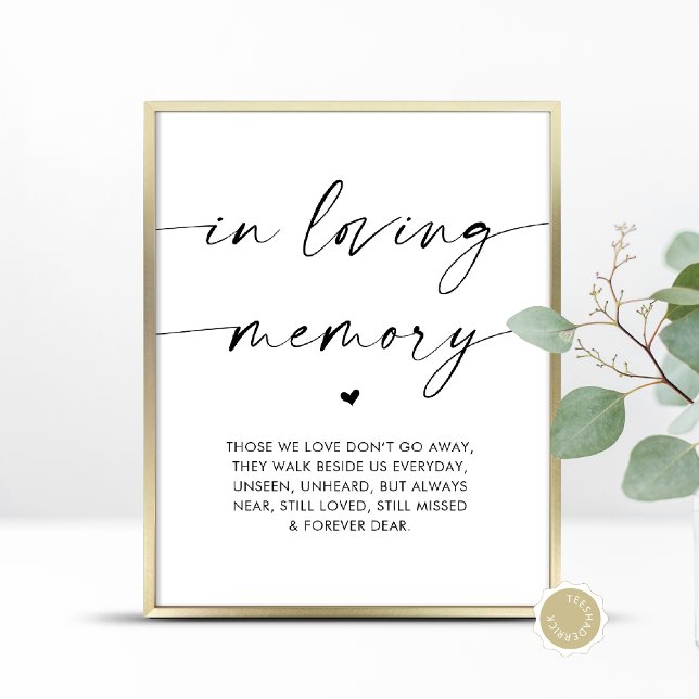 Poster Em Memória Adorável, Mesa Memorial De Casamento (In Loving Memory, Wedding Memorial Table Sign, Unseen, Unheard, Forever Dear, Digital Download)