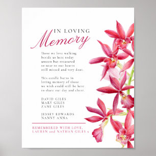 Poster Em memória amorosa, orquídea vermelha aquarela cas