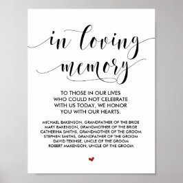 Poster Em memória amorosa Sinal de Mesa de Memorial de Ca