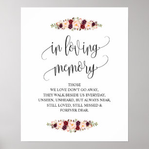 Poster Em memória amorosa Sinal de Mesa de Memorial de Ca