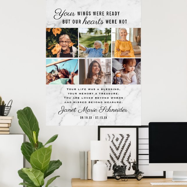 Poster Em Memória Carinhosa | 6 Colagem de Fotos Funeral (Escritório em casa)