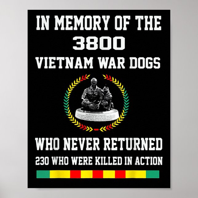 Poster Em Memória dos 3800 Cães da Guerra do Vietnã  (Frente)