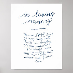 Poster Em memória memorial, funeral, Azul Naval