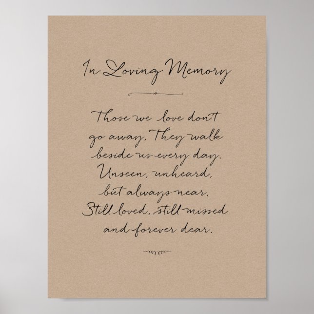 Poster Em memória memorial, funeral, Rústico (Frente)