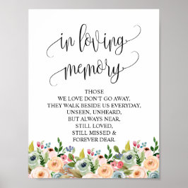 Poster Em memória Sinal de Mesa de Memória de Casamento v