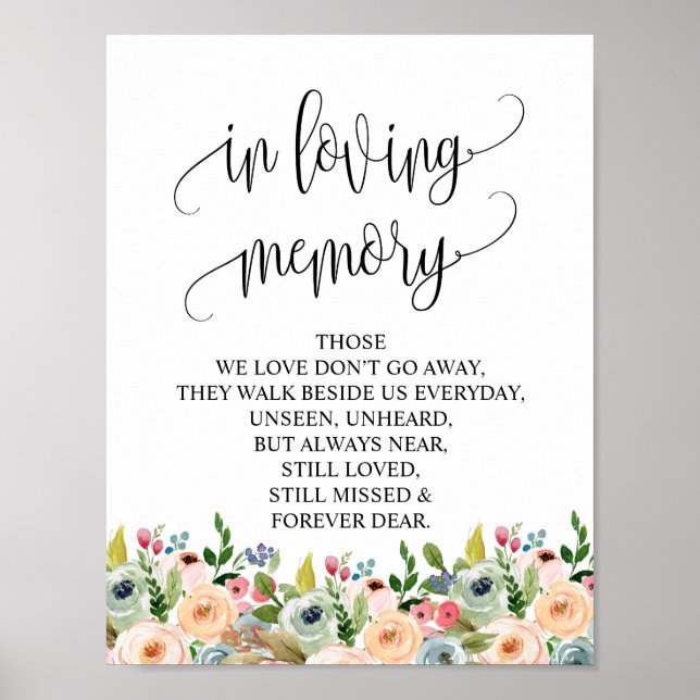 Poster Em memória Sinal de Mesa de Memória de Casamento v (Frente)