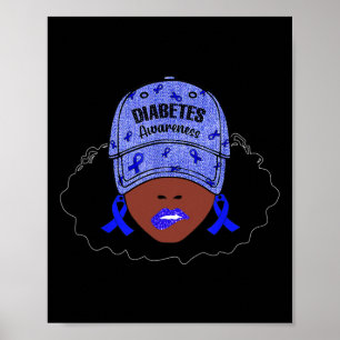 Poster Em novembro, Vestimos a Blue Black Girl Diabetes c