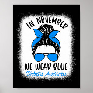 Poster Em novembro, Vestimos Diabetes Azuis Divertindo-Me