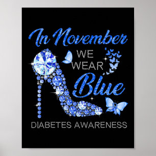 Poster Em novembro Vestimos Diabetes de Alto Céu Azul Fit