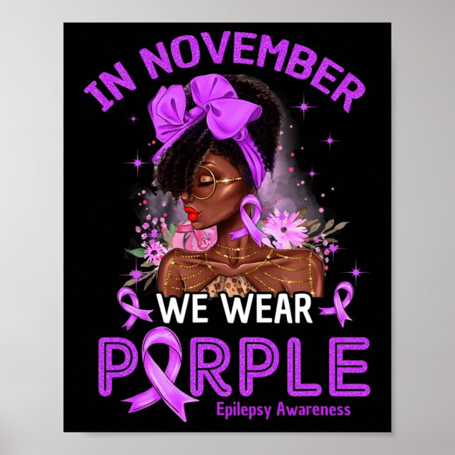 Poster Em novembro Vestimos Mulheres Negras Roxas Epileps (Frente)