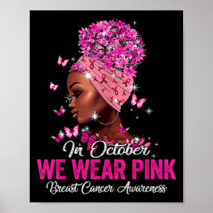 Poster Em Outubro Nós Usamos Rosa Mulheres Negras Câncer