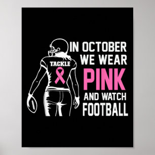 Poster Em Outubro Usamos Futebol Rosa Câncer de Mama