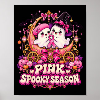 Poster Em outubro use rosa bruxa fantasma câncer de mama