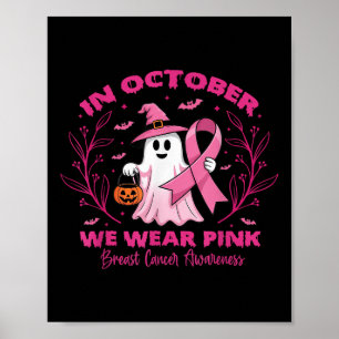 Poster Em outubro, Vestimos A Sensibilização Do Cancer De