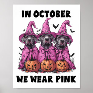 Poster Em outubro, Vestimos Breas De Dia das Bruxas Rosa
