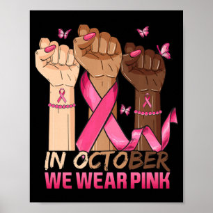 Poster Em outubro Vestimos Cancer de Fita Rosa