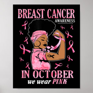 Poster Em outubro, Vestimos Cancer de mama preto-rosa