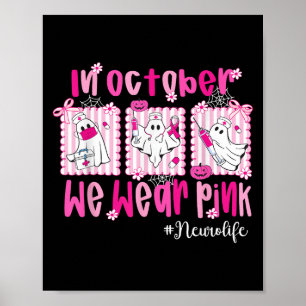 Poster Em outubro, Vestimos Enfermeira Neuro-Vida Rosa Br