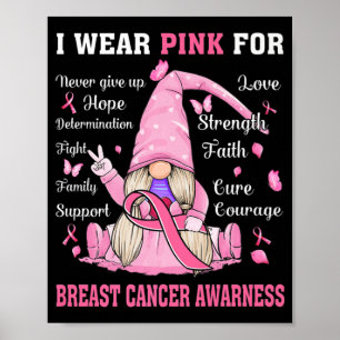 Poster Em outubro Vestimos Gnomo Rosa Cancer Mama Awaren