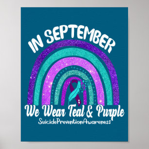 Poster Em Setembro Nós Usamos Turquesa & Arco-Íris Ro