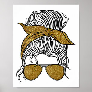 Poster Em Setembro Usamos Cabelo Desarrumado Fofo Dourado