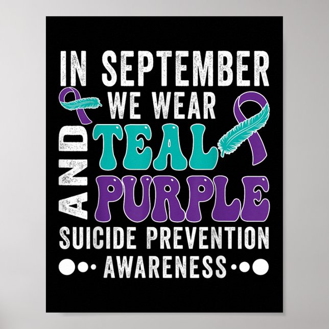 Poster Em setembro, use azul-turquesa roxo Prevenção ao S (Frente)