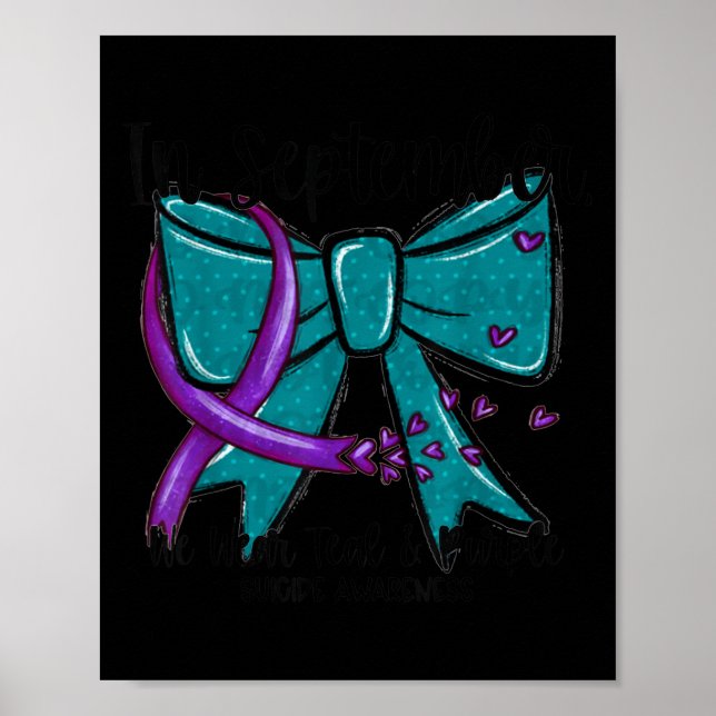 Poster Em setembro use azul-verde roxo Prevenção de Suicí (Frente)