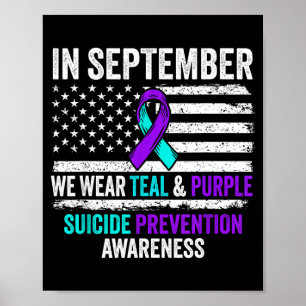 Poster Em setembro use Verde Teal Roxo Prevenção ao Suicí