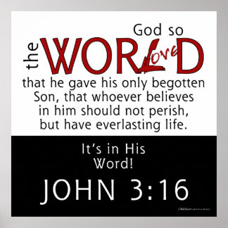 Póster Em Sua Escritura Do Word-John 3:16