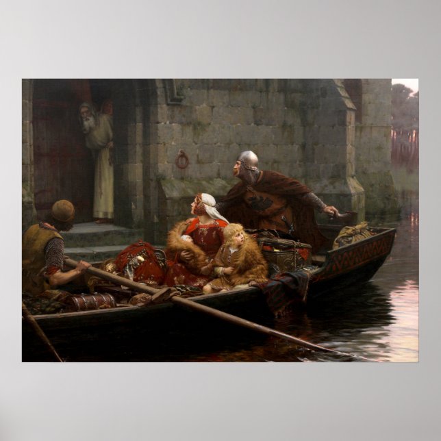 Poster Em Tempo de Perigo, c. 1897 por Edmund Leighton (Frente)