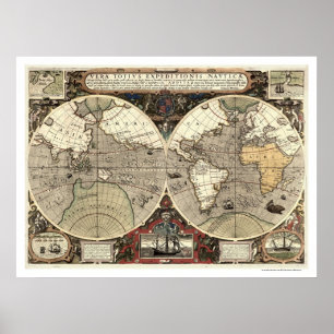 Poster Em torno do mapa mundial de desenhos - 1595