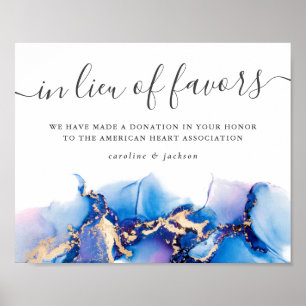 Poster Em vez de Favors Watercolor Charity Wedding Sign