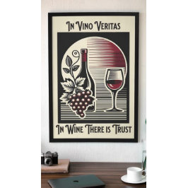 Poster Em Vino Veritas Art Deco Red and Black Wine Dizend