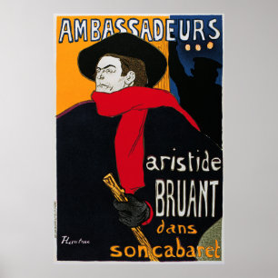 Poster Embaixadores Aristide Bruant por Toulouse Lautrec