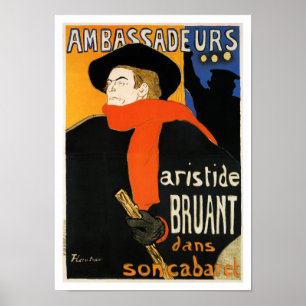 Poster Embaixadores Aristide Bruant - Toulouse Lautrec