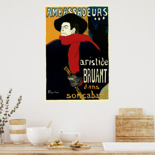 Póster Embaixadores, Artistide Bruant, por Toulouse Lautr