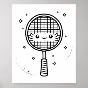 Poster Embalagem em banda desenhada de Badminton Racket