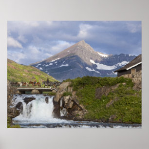 Póster Embalagens de chumbo de cavalos sobre a ponte acim