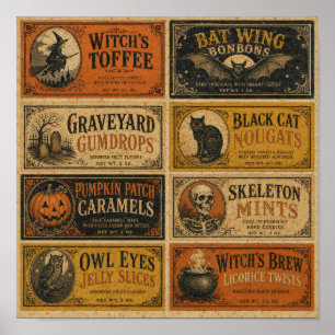 Poster Embalagens de Doces de Halloween Antigos