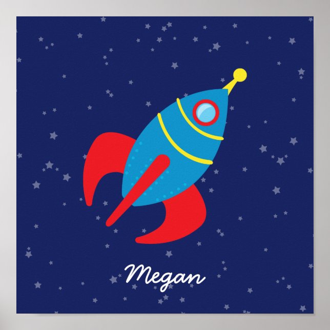 Póster Embarcação de foguetes no espaço (Frente)