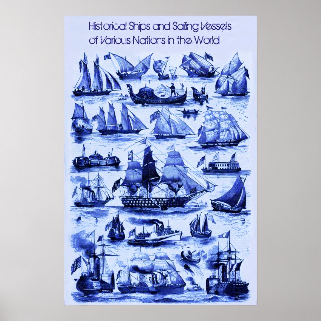 PÓSTER EMBARCAÇÕES DE VELA ANTIGAS, NAVIOS DE VÁRIAS NAÇÕ (Frente)