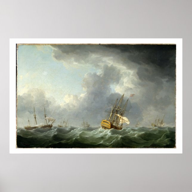Poster Embarcações Inglesas em Curso Antes de uma Gale (Frente)
