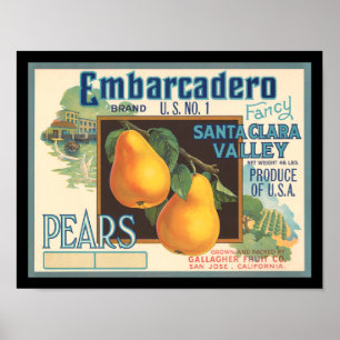 Póster Embarcadero Pears Embarcadero Rótulo de Crato de V
