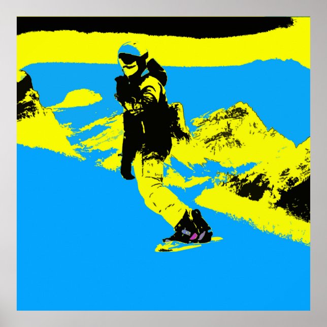 Poster Embarque de montanha - Snowboarder (Frente)