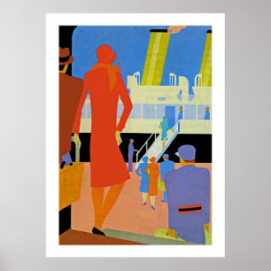 Póster Embarque do art deco