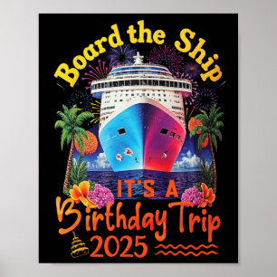 Poster Embarque No Navio É Uma Viagem De Aniversário Cruz
