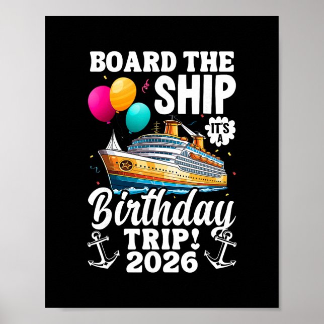 Poster Embarque No Navio É Viagem De Aniversário 2026 Ani (Frente)