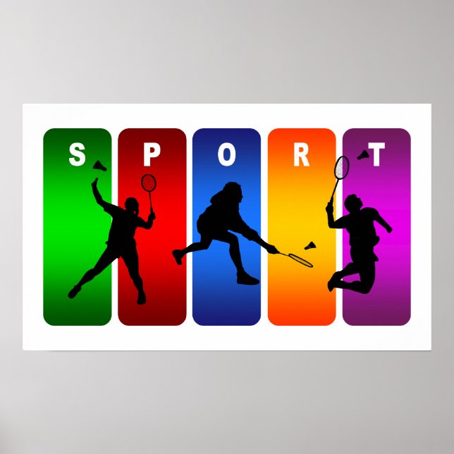Póster Emblem de Badminton Multicolor (Frente)