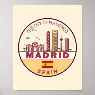 Poster Emblem de Skyline da Cidade da Espanha de Madrid