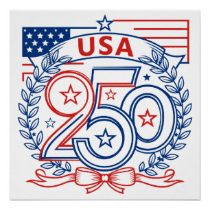 Póster Emblema Comemorativo Patriótico USA 250